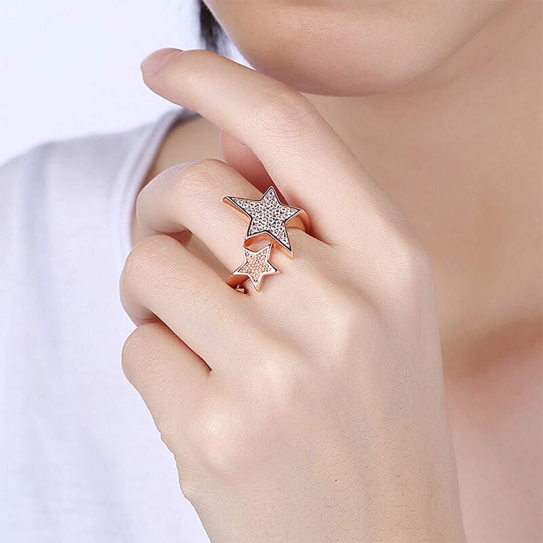 Delicate Star AD Adjustable Ring For Women