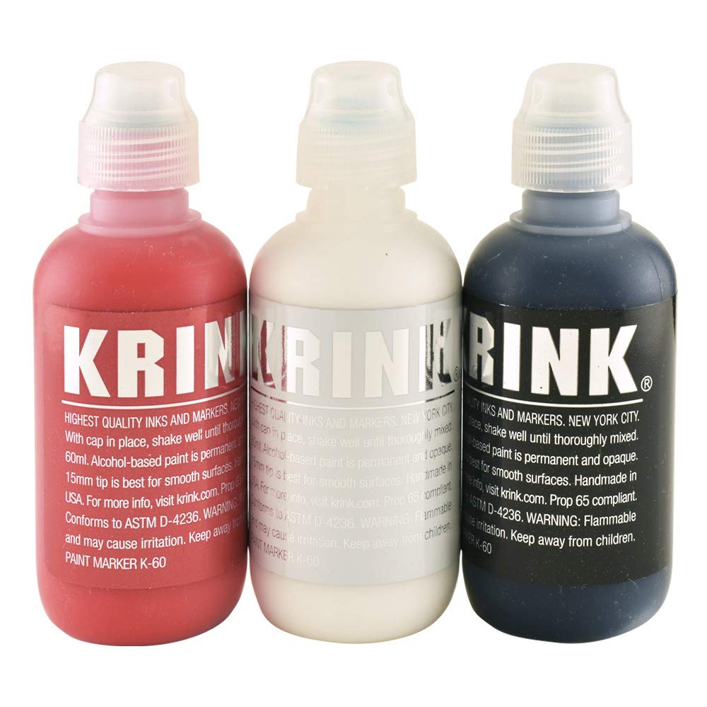 Krink K-60 Paint Markers, 3 Pack includes Black, White, and Red (K60-3pk)