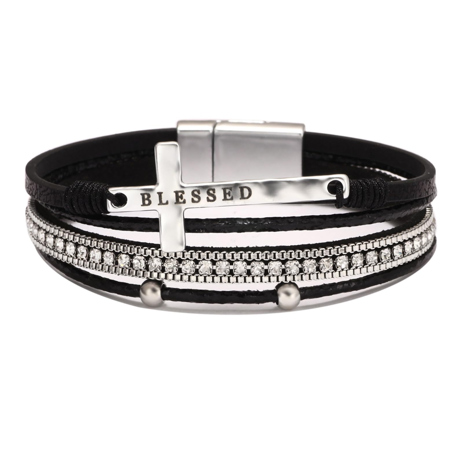 Fesciory Leather Wrap Bracelet for Women, Boho Western Layered Cuff Jewelry | Stackable Bracelets, Easy-On Clasp, Daily Wear, Pairs with Boho Western Outfits, Gift for Women