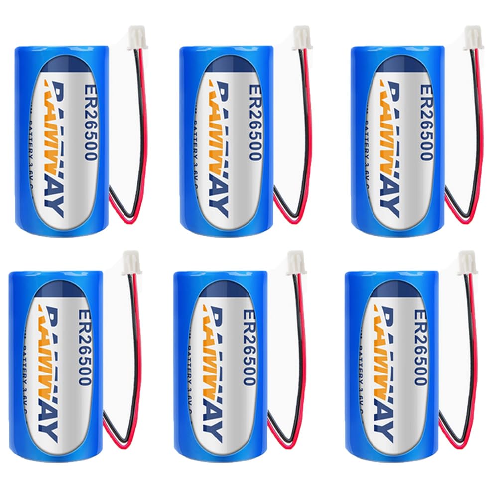 MEELER 6 PCS C Size 3.6V 9000mAh Lithium Battery for ER26500 with 2.54 White Plug