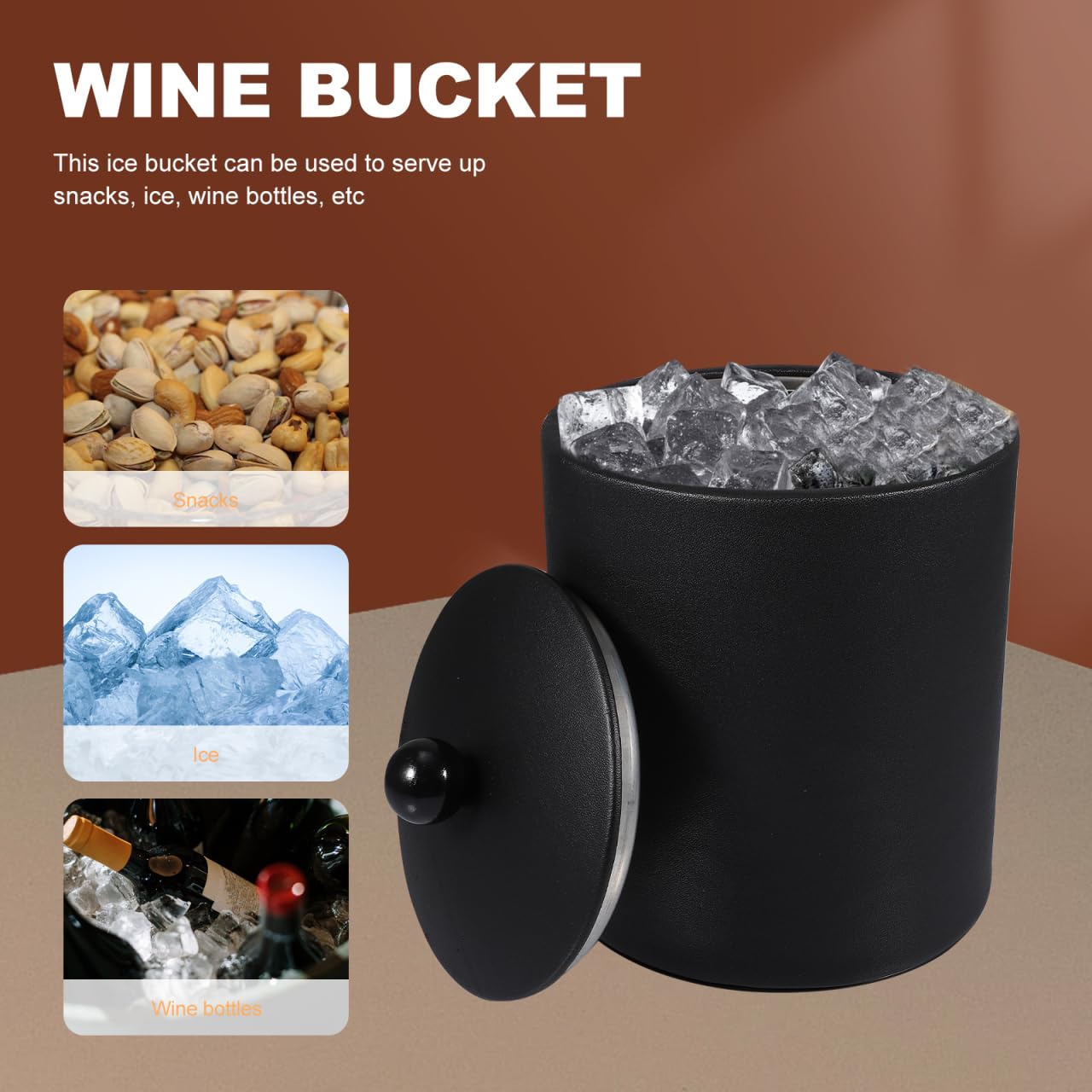 DOITOOL Cubo de hielo de acero inoxidable con aislamiento de doble pared para botella de cerveza, enfriador de bebidas para fiesta, cóctel, bar, color negro