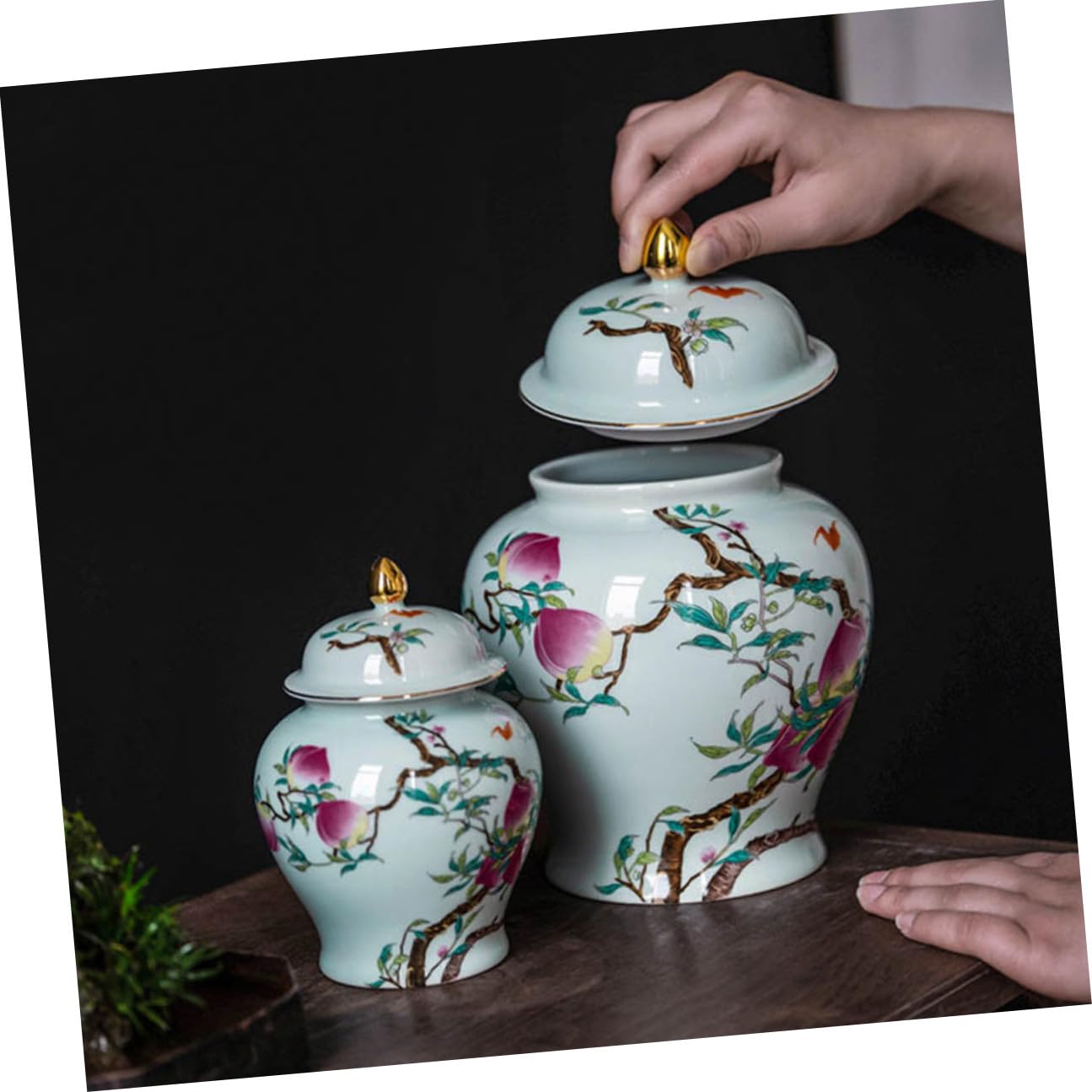 Gadpiparty Tarro de Té Decorativo Pequeño 500 Ml de Cerámica Tapa Hermética Sellada para Almacenamiento de Hojas Sueltas y Uso Doméstico en Cocina Multifunción