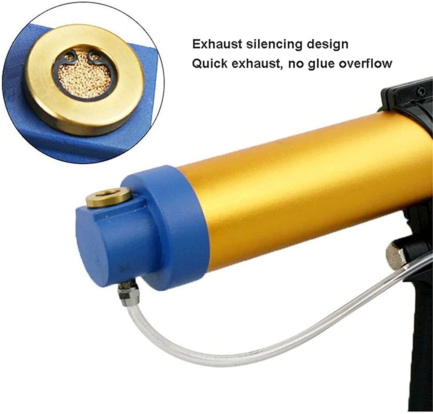 Pneumatyczny pistolet do klejenia/uszczelniania szkła o pojemności 600 ml, pistolet do silikonu uszczelniającego, automatyczny pistolet do klejenia płytek z regulowanym ciśnieniem i niskim poziomem