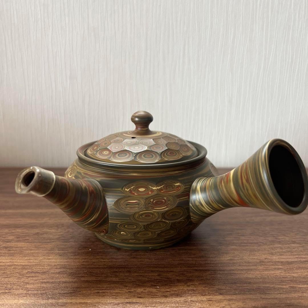 常滑焼 急須 友仙 丸練込 網目カット 常滑焼 急須 友仙 丸練込 網目カット 常滑急須 [友仙] 練り込み