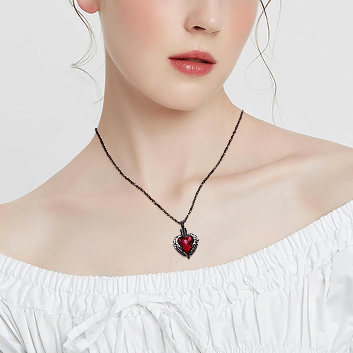 shajwo Cremation Jewelry Angel Wing Heart Urn Necklace for Ashes for Women Memorial Human Pet Ashes Pendant - Image 4