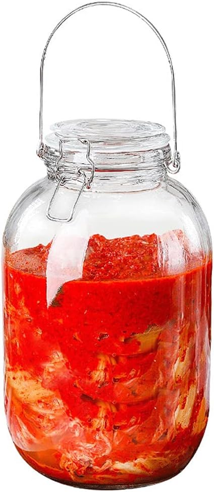 Tea Jars Storage Canisters Glass Jar Food Storage Pickling Jar Canister with Hermetically Sealed Hinged Airtight Lid Kitchen Canister,3.75kg