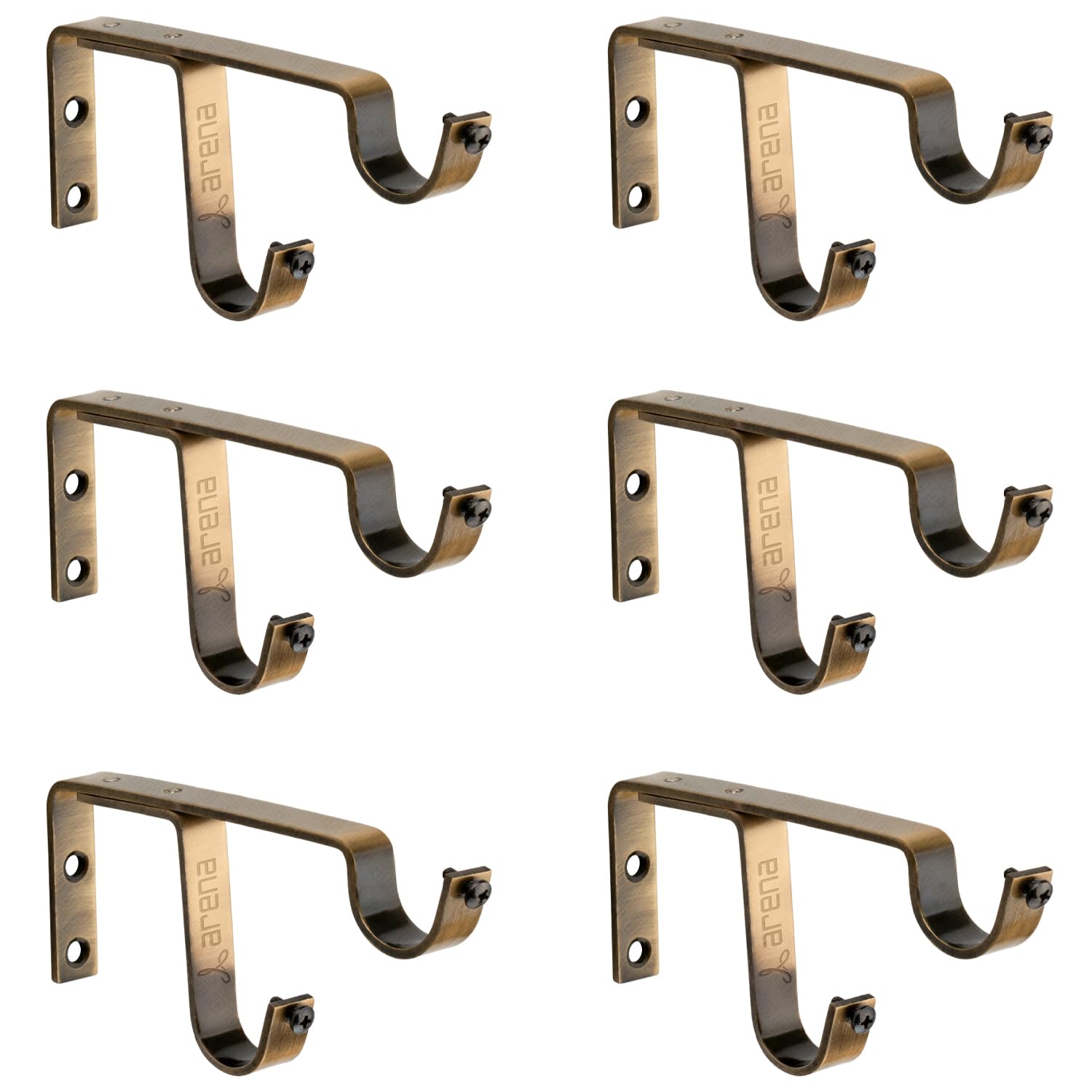 Sponsored Ad - Arena Curtain Rod Support Vintage Style Double Curtain Rod Holders / Window Curtain Holder with Antique Brass Finish for Curtain Accessories (CB242) (Pack of 6)