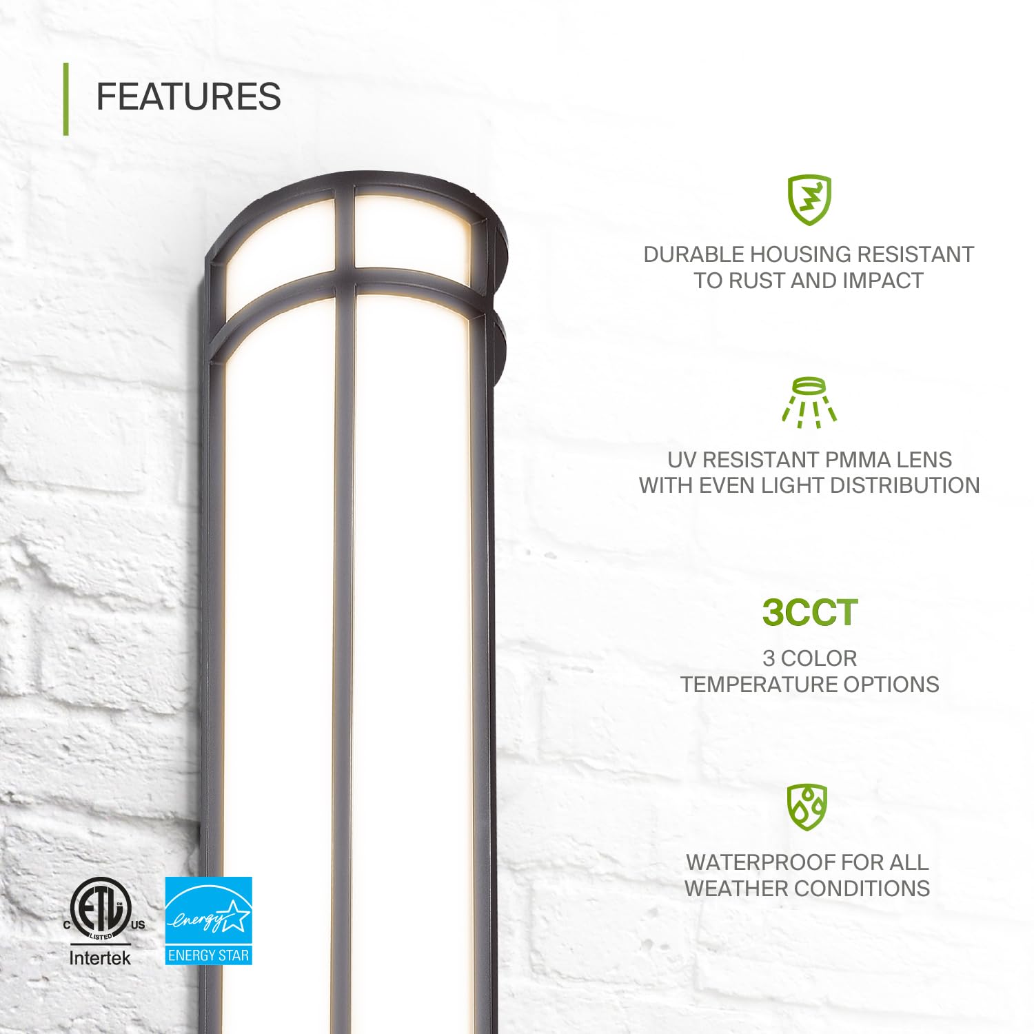 Outdoor Wall Sconce 24 Inch Half Cylinder Wall Lights - 24W LED Outdoor  Sconces 3000K-5000K, 4 Pack Dark Bronze LED Wall Sconce, image size:1500x1500