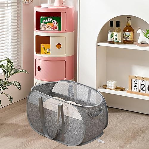 Miniatura 6 de Cestas plegables para la ropa sucia, cestas plegables con asas reforzadas, cesta de malla para ropa sucia, a prueba de desgarros, para dormitorio