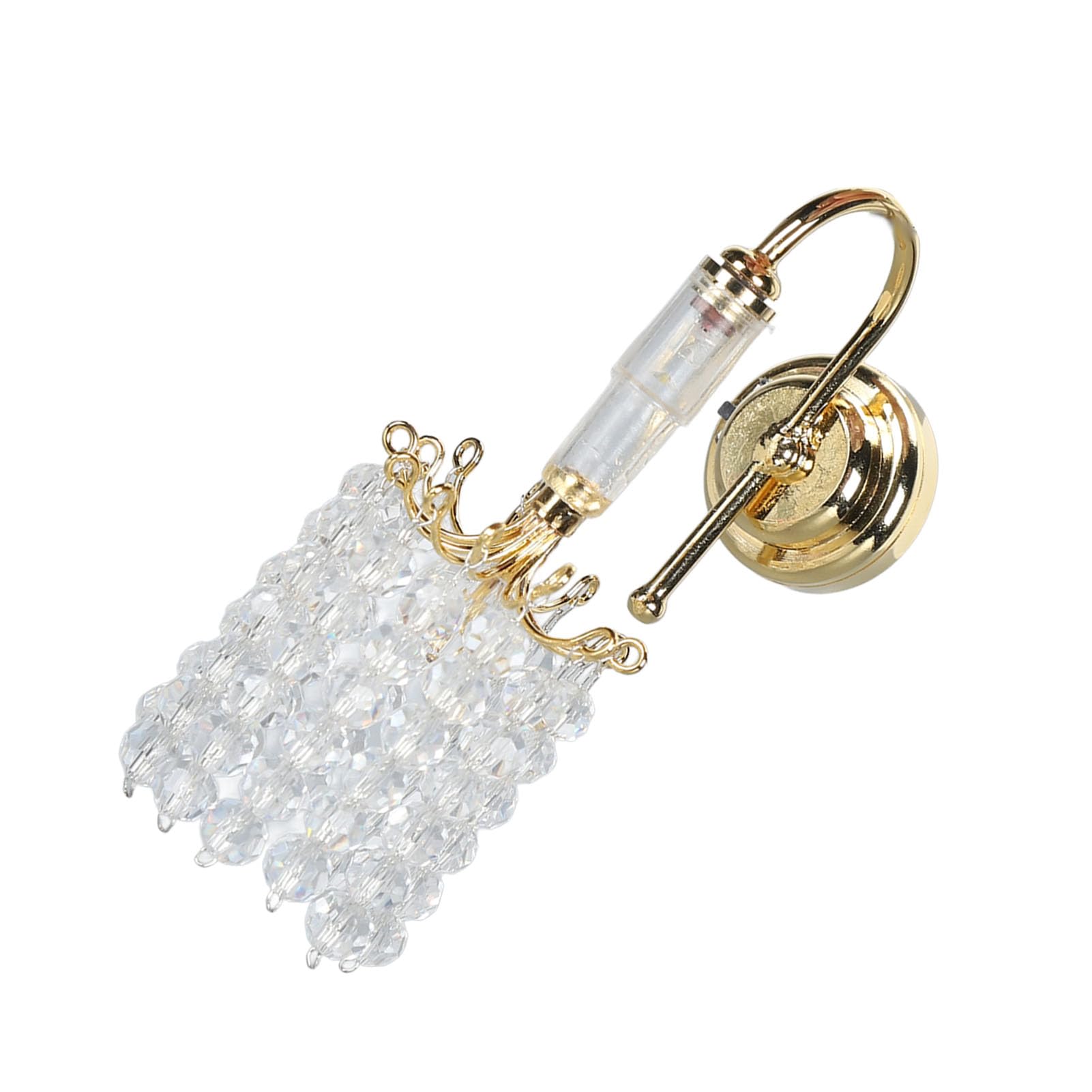 Asixxsix Luci per Casa delle Bambole, Lampada da Parete in Miniatura in Scala 1:12 Alimentata a Batteria CR1632 130mAh con Perline Acriliche con Base in Metallo per l'arredamento della Camera da