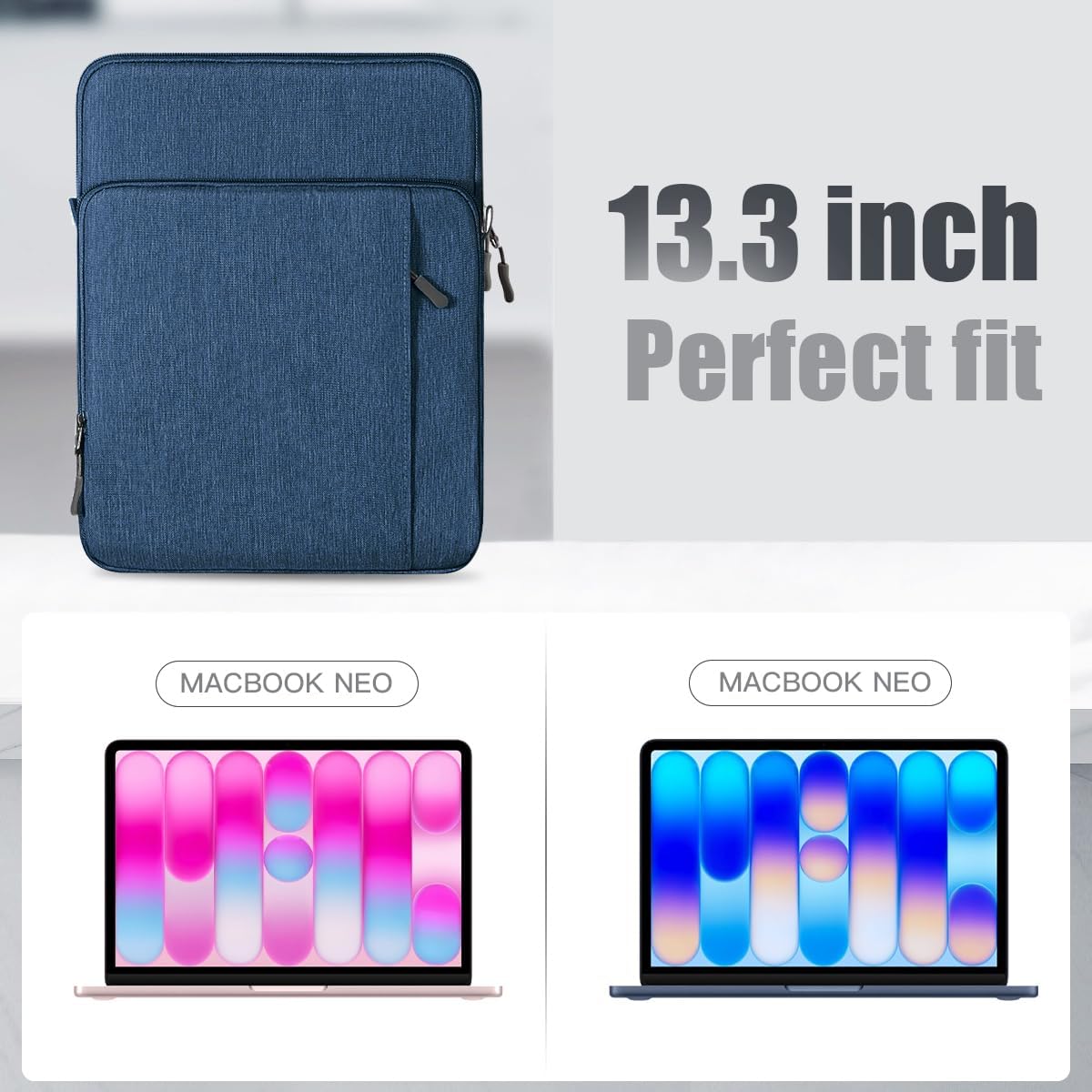 TiMOVO Sleeve Case with Shoulder Strap for Laptop, 13.3-14", Blue image 2