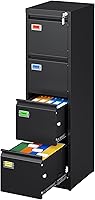 PEUKC 4-Drawer Vertical Metal File Cabinet with Lock, Anti-Tip for Home Office - Letter/Legal/A4/F4, Black (Assembly Required)