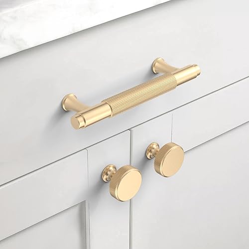 Miniatura 8 de Paquete de 10 tiradores de gabinete de níquel satinado cepillado de 7-12 pulgadas (7.559 in), manijas moleteadas para gabinetes de cocina, tiradores