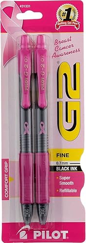 Miniatura 3 de G2 Pink Ribbon - Bolígrafo retráctil de tinta de gel, paquete de 2 unidades, tinta negra