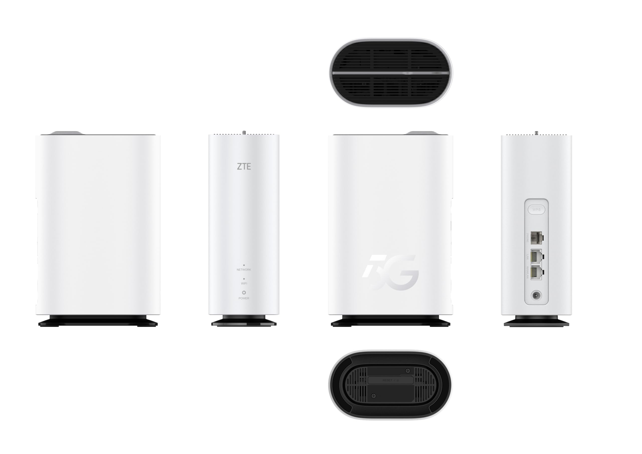 ZTE G5C Modem Router 5G con SIM, WI-Fi 6 dual-band AX1800, 2 Gigabit Ethernet Ports (RJ11), Qualcomm SDX55 platform, Design elegante con antenne integrate, LED per Wi-Fi e rete, tasto WPS [Italia]