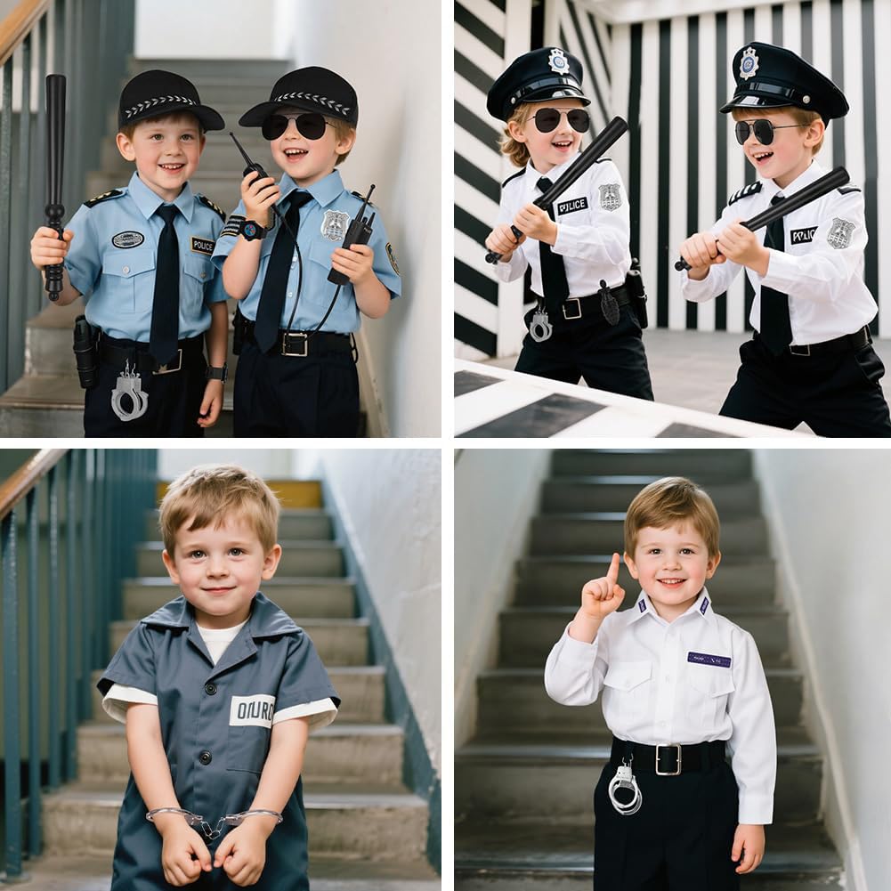 10-częściowy strój policjanta dla dzieci, akcesoria do kostiumu policyjnego zabawki policyjne dla dzieci do odgrywania ról, na Halloween i festiwal cosplay