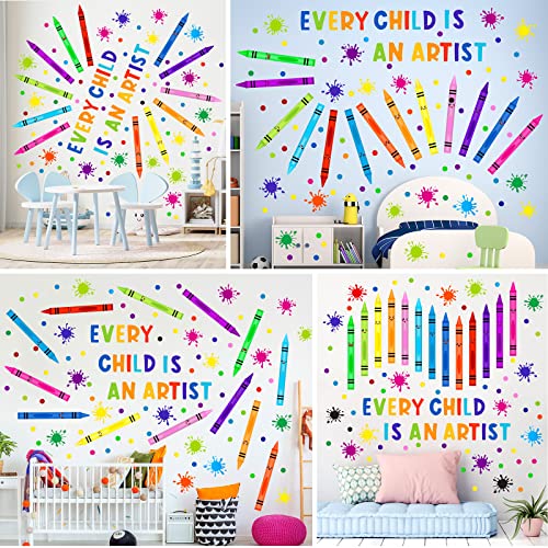 Bbto 152 Pcs Colorful Inspirational Quote Wall Decals Watercolor Paint Splatter Wall Decals Handprint Crayon Wall Stickers For Kids Classroom Nursery Playroom Daycare Decor (Novel Style) #TOP4