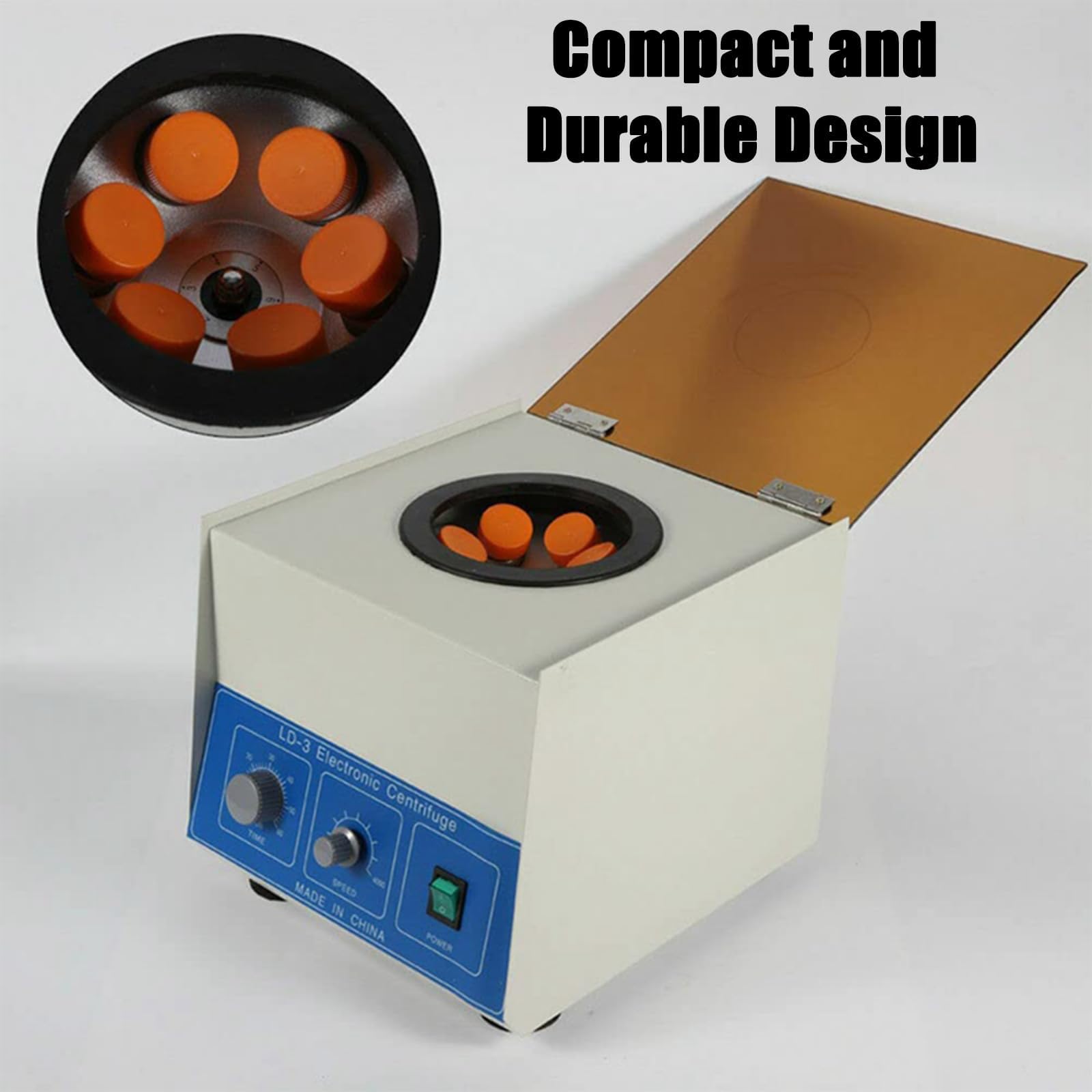 Centrífuga eléctrica de sobremesa, centrífuga de laboratorio con control de velocidad, centrífuga de sobremesa de baja velocidad, rango de tiempo de 0 a 60 min, 6 tubos de 50ml de gran capacidad