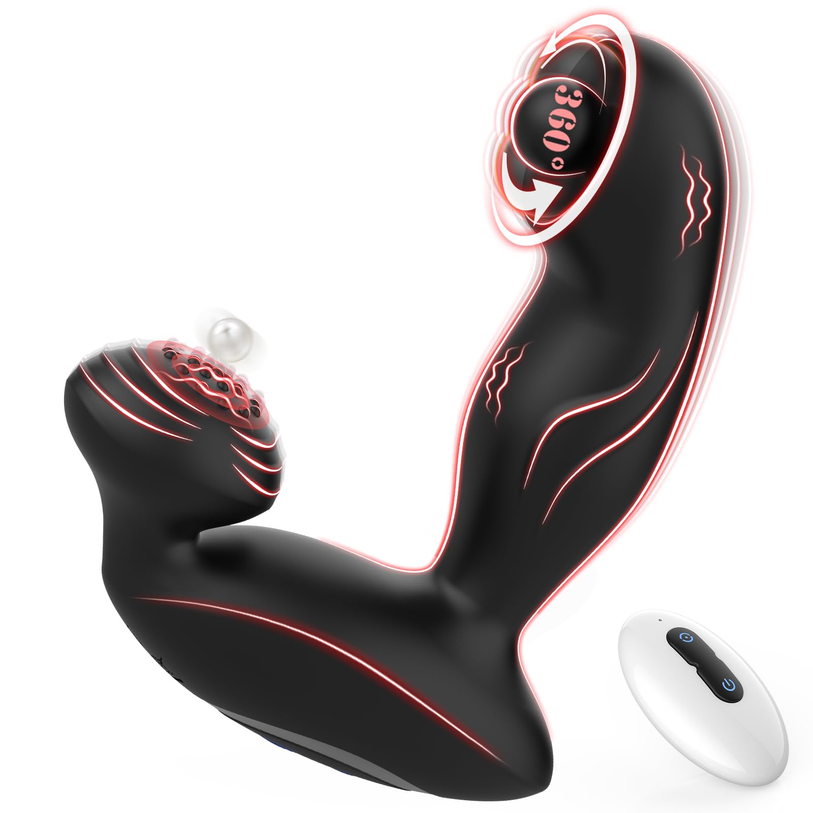 FunPlan Prostate Massager Sex Toys - Vibrating Butt Plug with 10 Rotating & 10 Vibrating Modes, Anal Plug Beads Toys Dildo Vibrator Remote Control Vibrators, Adult Sex Toy for Men or Couples Pleasure