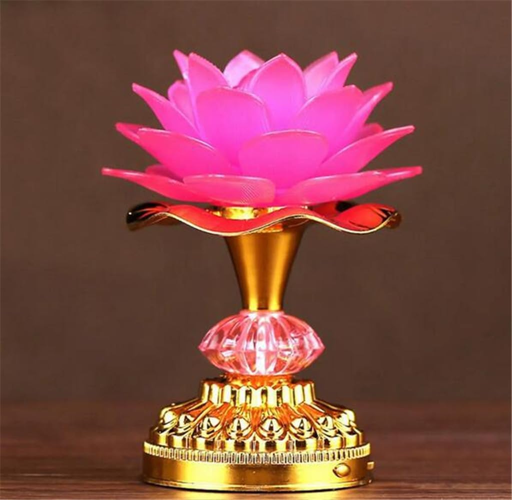 2-Pack LED Lotus Buddhist Lights Color-Changing Gradient Buddha Lotus Lamps Plug in or Battery-Operated Buddhist Lamp Worship Prayer Faith Supply Things