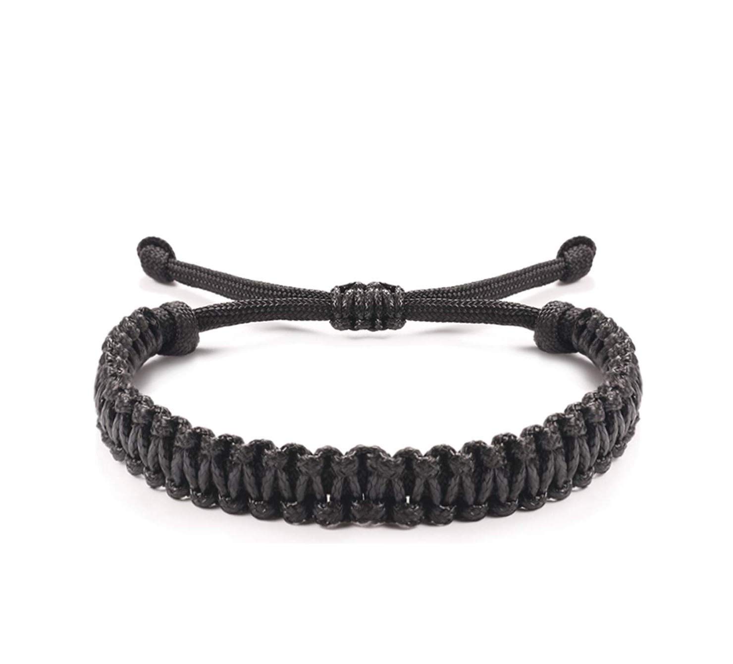 DICHKAUBracelets For Women Men Boys Girls Handmade Black Friendship Wristband Unisex Black Bracelet