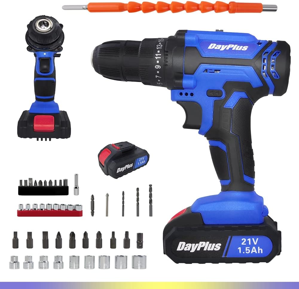 Electric Drill 21V Max Power Drill Impact Driver,26 Accessories