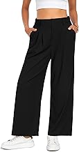 Palazzo Women's Business Waffle Knit Fabric Trousers Elegant Casual Loose High Waist with Elastic Wide Leg Cut Casual Trousers
