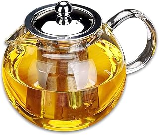 JAMETAI Théière 950 ml en verre épais avec passoire en acier inoxydable - Verseuse en verre borosilicate