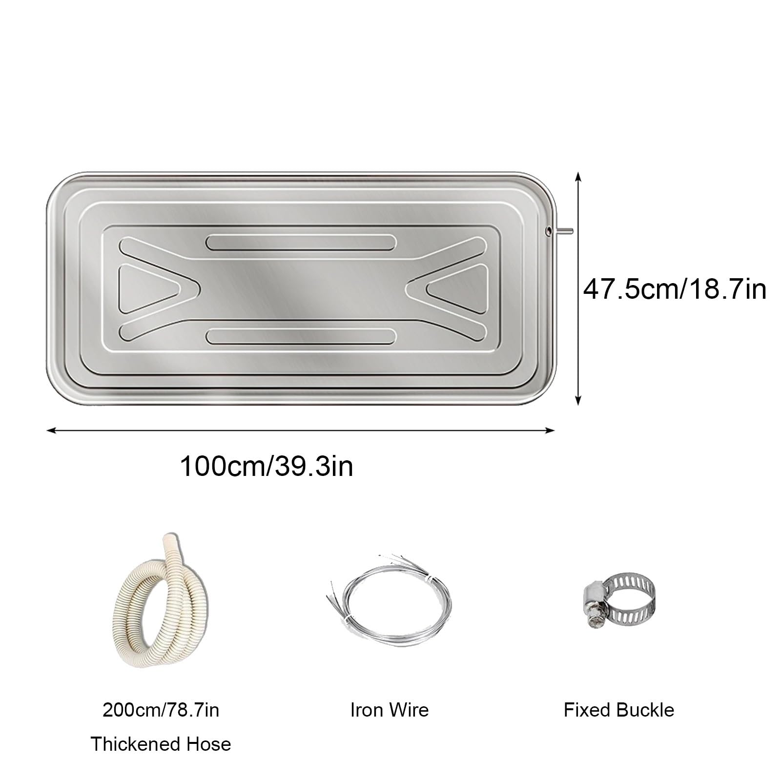 Bandeja aire Acondicionado, Sin Fuga Bandeja de Goteo del Colector de Agua Condensada, Acero Inoxidable 304, Bandeja Grande(100x47.5cm/39.3x18.7in)
