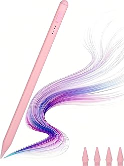 Stylus Pen for iPad, with tilt-Pressure Sensitivity and Multi-Point Anti-False-Touch Function. 20-Minute Fast Charging for 2018-2023 iPad/mini/Pro/Air (Pink)