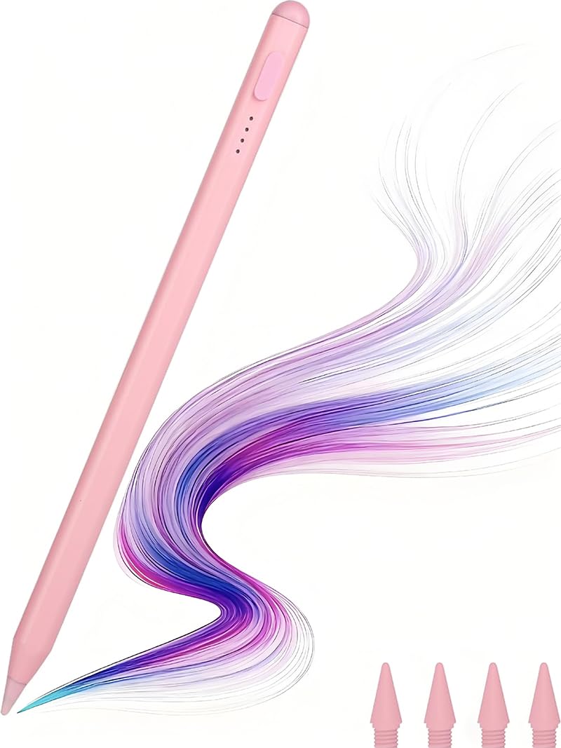 Stylus Pen for iPad, with tilt-Pressure Sensitivity and Multi-Point Anti-False-Touch Function. 20-Minute Fast Charging for 2018-2023 iPad/mini/Pro/Air (Pink)