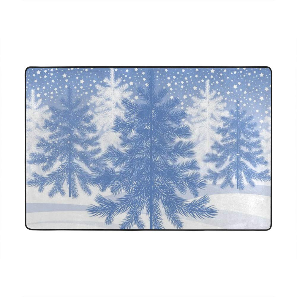 Grand tapis forêt enneigée Ruchen 152x99 cm en velours corail