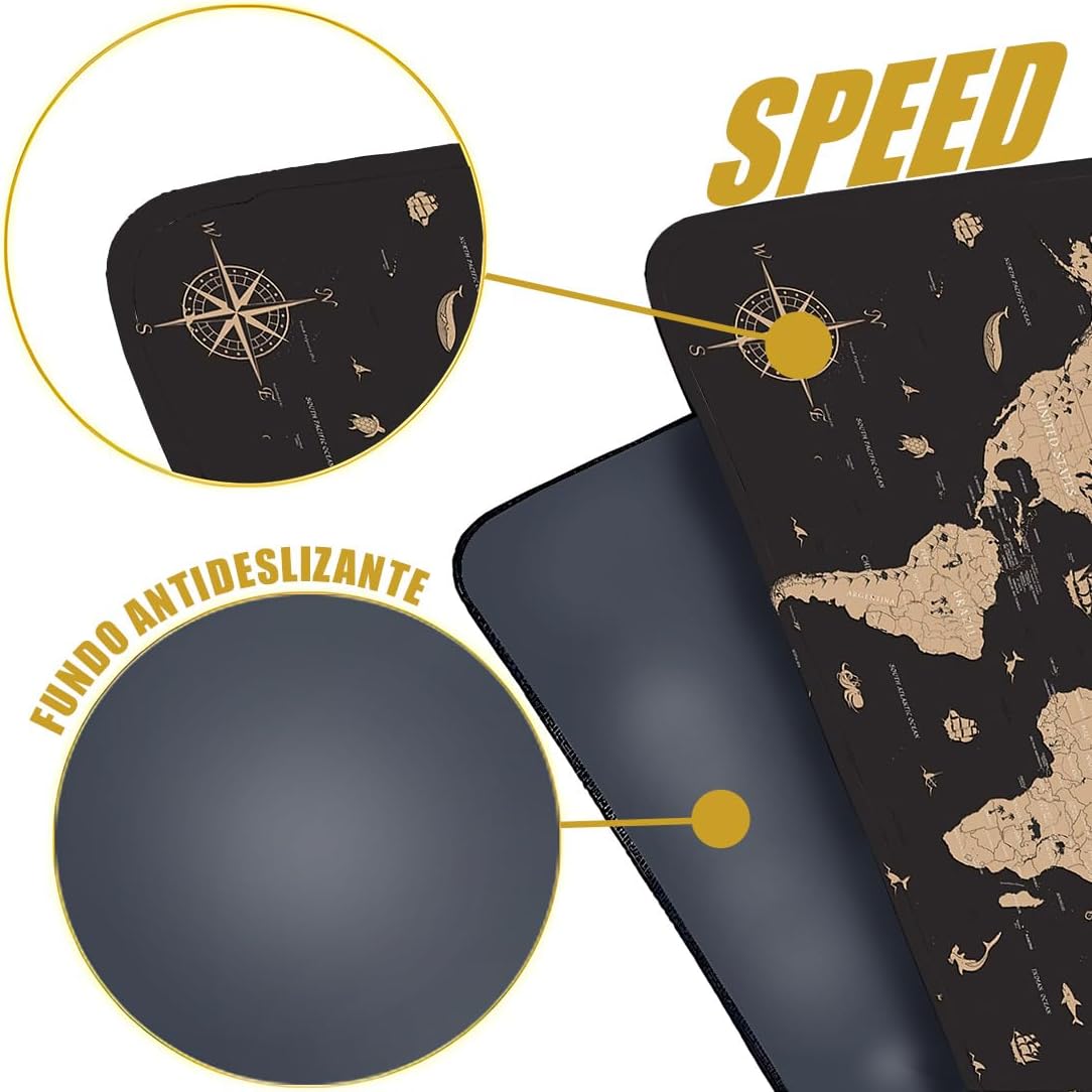 Mouse Pad Gamer Profissional Grande Confortavél Anti Derrapante 90x40 - Mapa Mundi