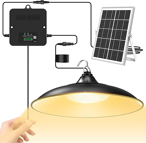 Miniatura 9 de Luz Solar de Cobertizo para Interiores y Exteriores, Luz Colgante de 2000LM Disponible Durante el Día con Tira de Arrastre, de Anochecer a Amanecer,