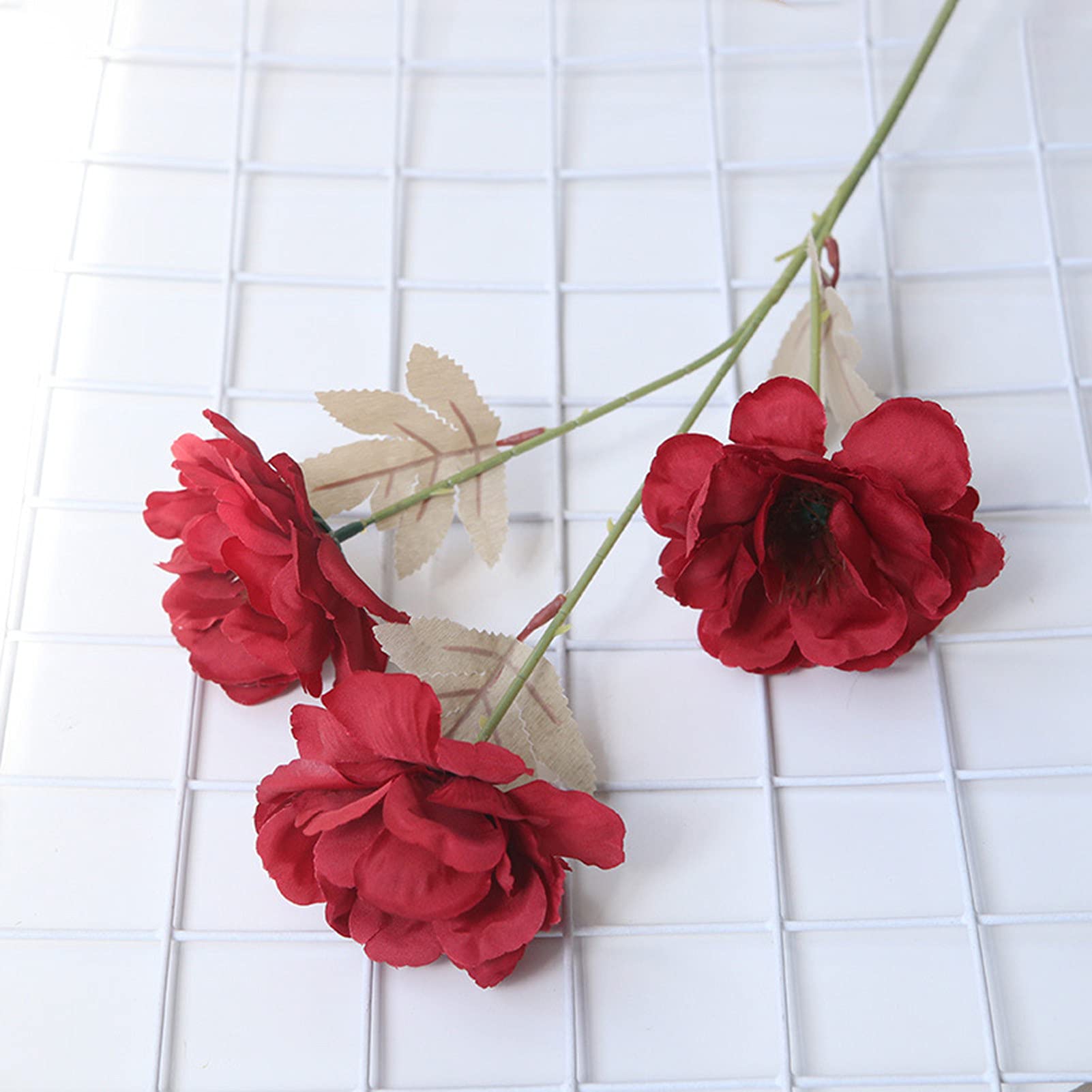 Pianta Artificiale A 5 Rami Con Fiori In Seta – Altezza 36 Cm – Bianco – Decorazione Casa Senza Manutenzione