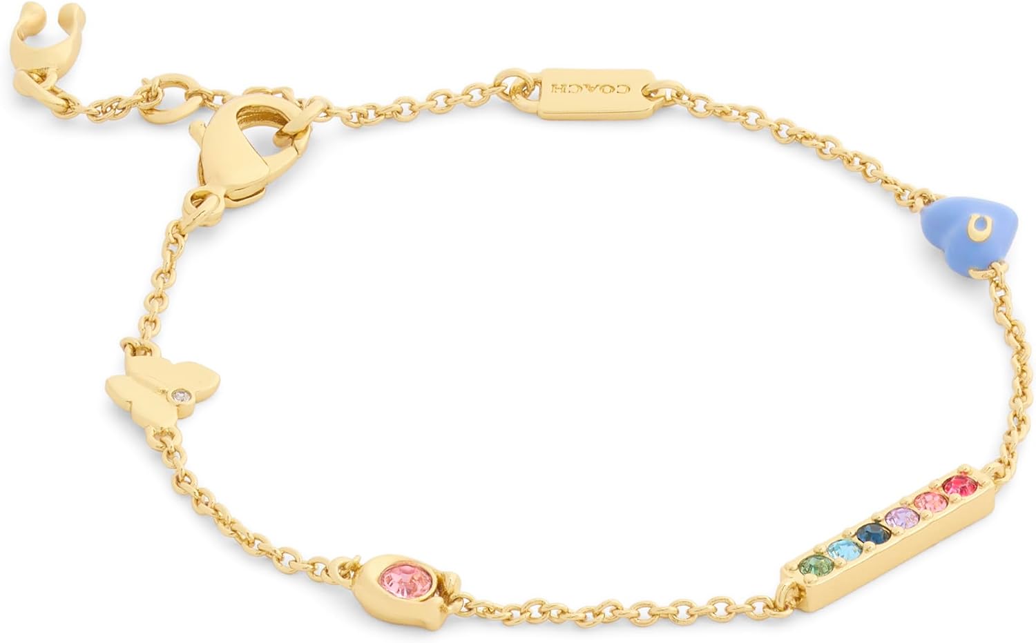 Coach Jewelry Women's Signature C Enamel Heart Charm Bracelet
