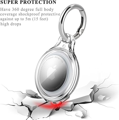 Miniatura 3 de COOLQO Paquete de 4 llaveros impermeables IPX8 para AirTag protección de grado Mil funda de policarbonato con purpurina para Apple AirTag,