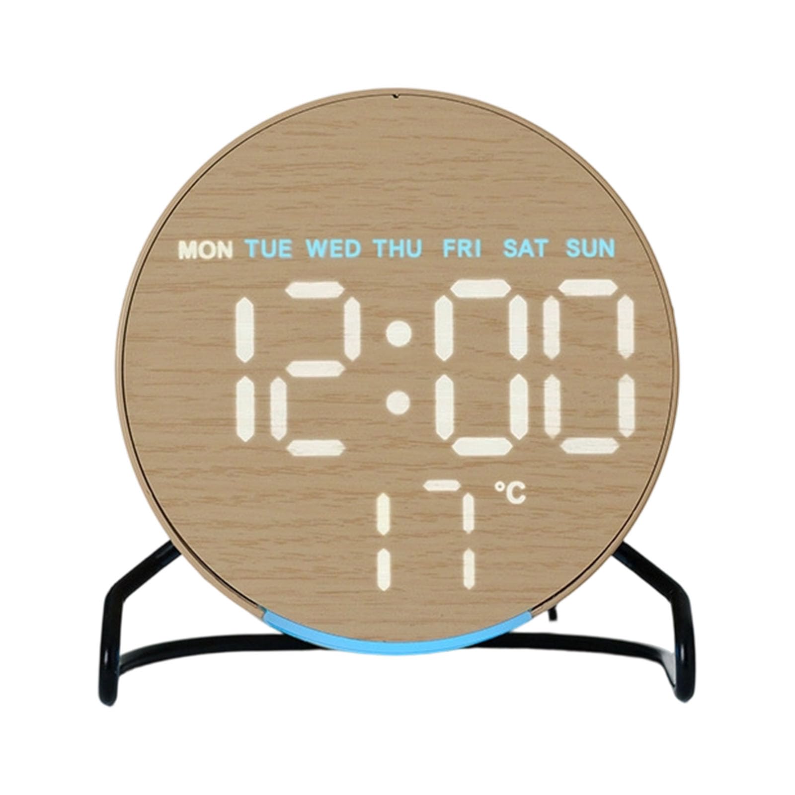 Hsioluted Contemporary Wood Grains LED Clock with Temperature Display Night Light Brightness Two Alarms Countdown Timer Electronic Clock