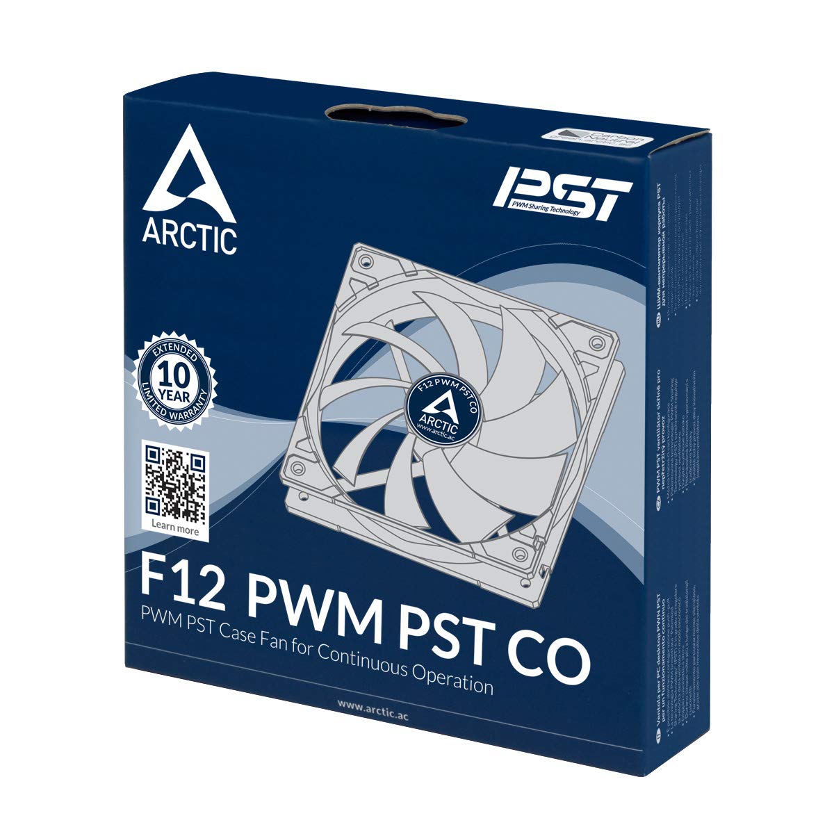 ARCTIC F12 PWM PST CO wentylator obudowy 120 mm PWM PST do pracy ciągłej, wentylator Case Fan z przyłączem PST (PWM Sharing Technology), podwójne łożysko kulkowe, regulowany RPM synchronicznie,