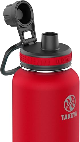 Miniatura 2 de Takeya Originals - Botella de agua de acero inoxidable aislada al vacío de 32 onzas con tapa con popote, fuego