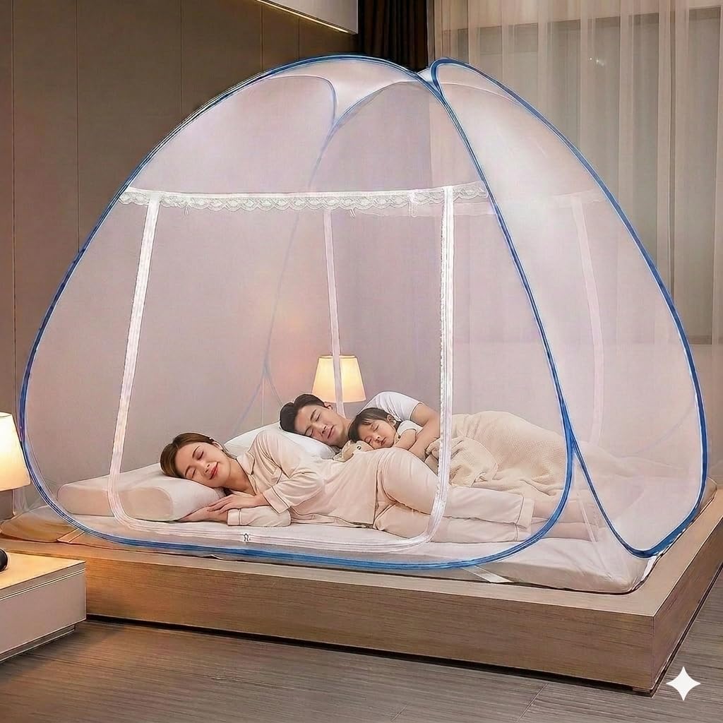 Premium Mosquito Net for King Size Double Bed (White, King Size - (6.5 * 6.5 feet))-image-24
