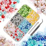KIMSHINY 120g Mixed Color Craft Rhinestones Kit, Round Shape Flat Back Nail Art Pearls Size 2-10mm w
