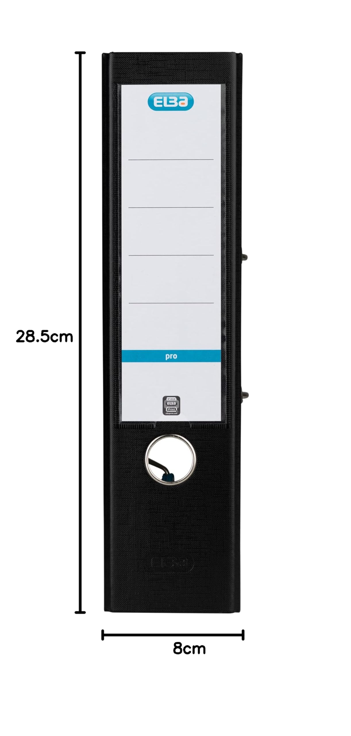 Elba 10456SW Smart Pro Lot de 10 classeurs avec étiquette de tranche interchangeable Noir Largeur 8 cm Format A4