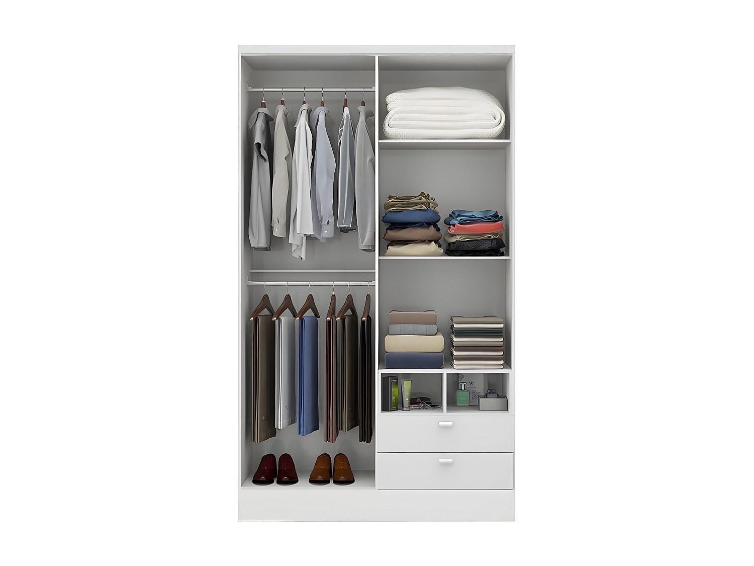 Vente-unique - Armadio 4 Ante e 2 cassetti L.120 cm Bianco - Odilon