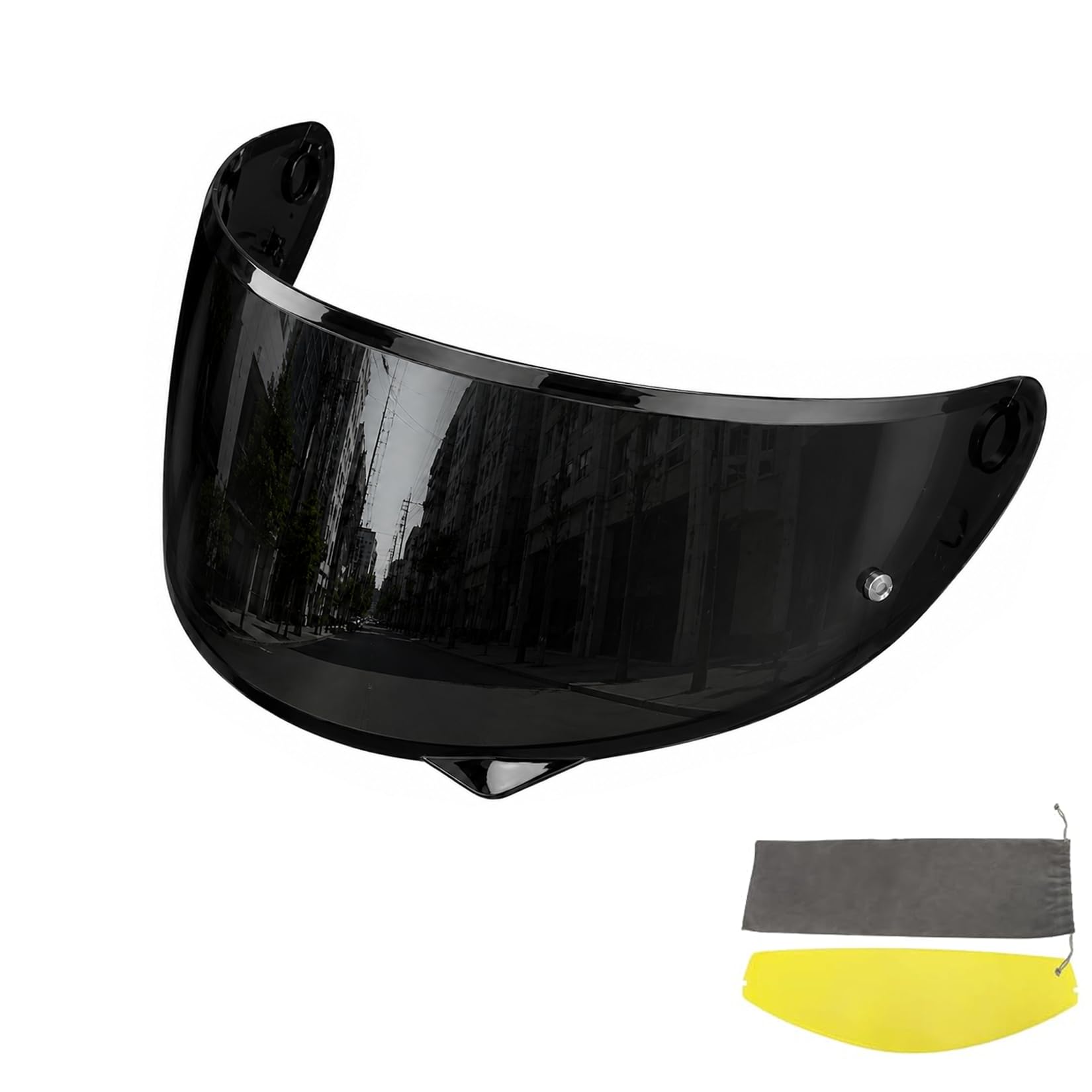 PSLER Shatterproof Motorcycle Helmet Visor for HJ-34P C10,(Film&amp;Deep Black)