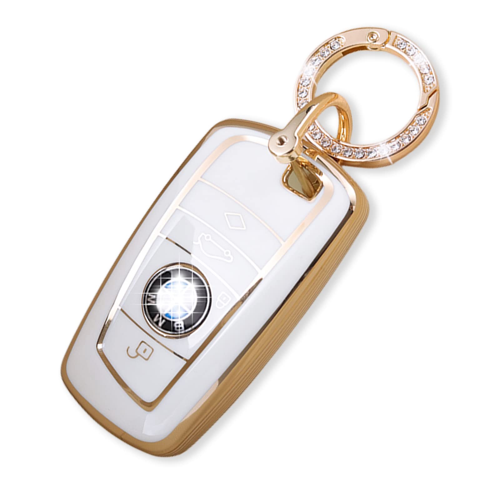 RFSRZ Car Key Fob Cover Fits for BMW,Bling Crystal Silver Purple Holder Accessories