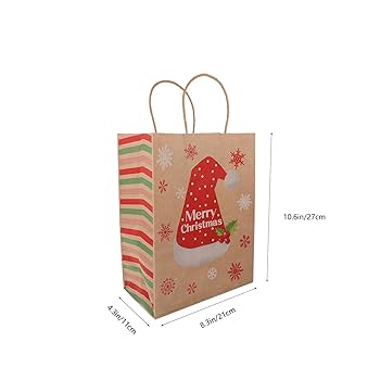 新品⭐️ クリスマスギフトバッグ　4個　持ち手付き紙袋　Sサイズ クリスマス ギフト バッグ クラフト紙袋 頑丈な ハンドル付き S