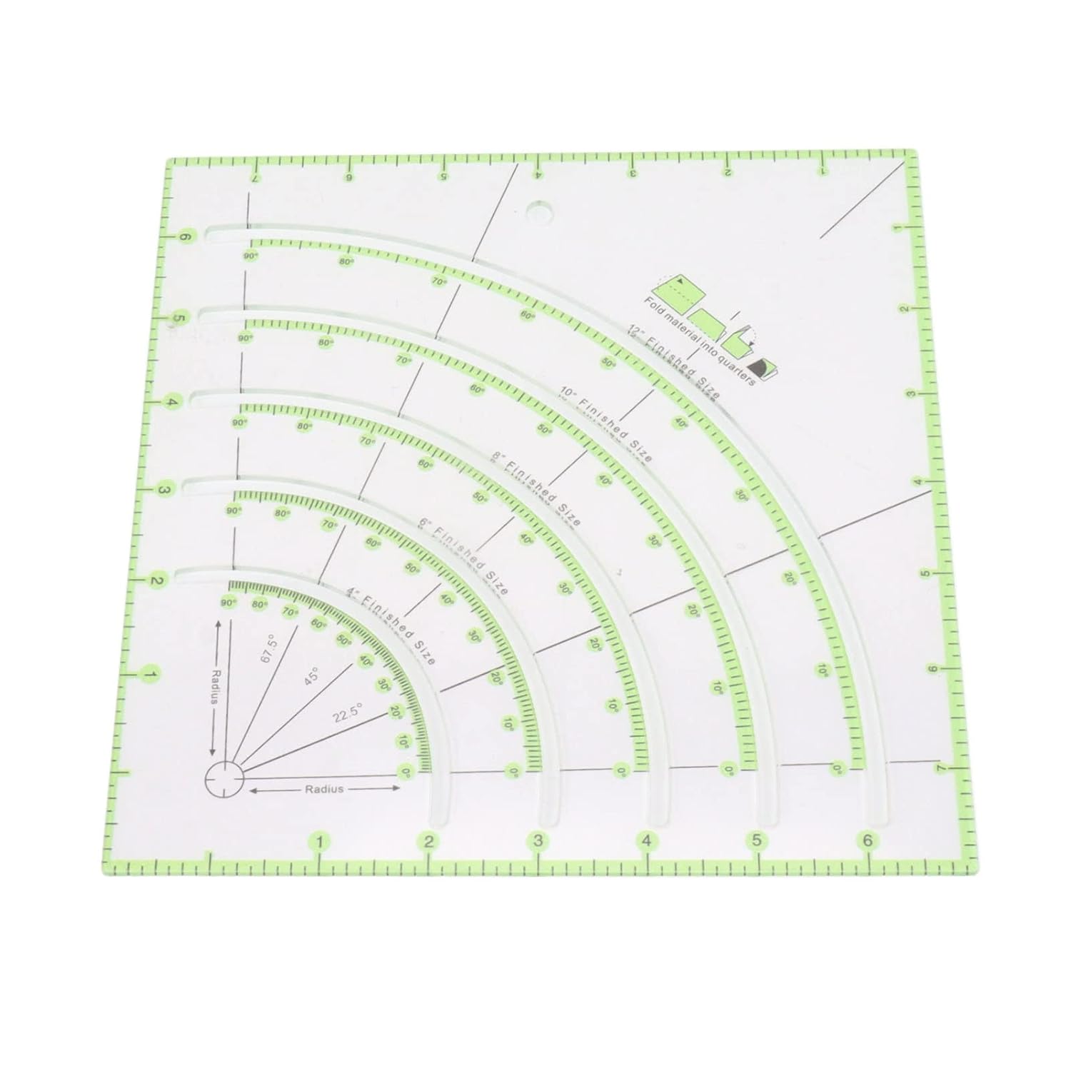 Quilting Circle Cutter Ruler Precise Efficient Straight Edge Quilting Ruler Multifunctional 8 Inch Light Green Markings for Setting and Flap Applications
