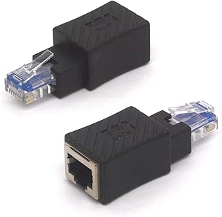 GLHONG Angled RJ45 Ethernet Adapter, 90 Degree RJ45 8P8C Male to Female Cat5e Cat6 Network Patch Connector 2Pcs (Straight)