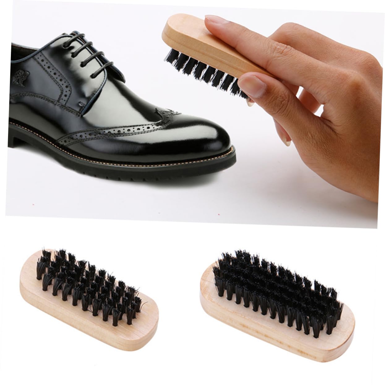 Juego de 9 Cepillos para Zapatos Portátiles de Cerdas Marrón